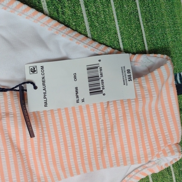 Nwt POLO BY RALPH LAUREN - orange white bikini bottom size XL - Picture 3 of 4